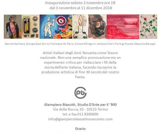 Inaugurazione "Italia's National Treasure Artists" - domani, h18, Giampiero Biasutti Studio D'Arte (Torino)