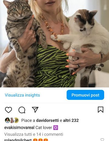 La modella Eva Kisimova, con 300 mila follower viene eletta la "gattara più sexy di Instagram"